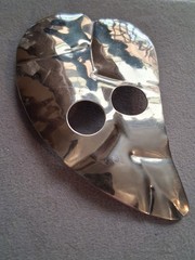 Abstract mask design large brooch silvertone, asymmetrical, VTG,…