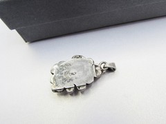 Vintage Mexican Sterling Silver Cantera Fire Opal Pendant- Orange Rainbow Stipe