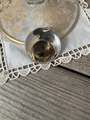 MCM Modernist Artisan Unsigned Smoky Quartz Pendant Silver Tone