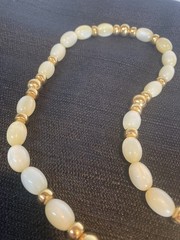 Vintage Napier Lucite Moon Glow Bead Necklace 28 in