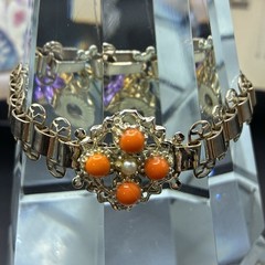 Vintage Opalite, Vtg Purple & Bluebird Charms on Vintage Book Chain Bracelet