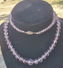 Victorian Hand Carved Faceted Amethyst Bead Necklace