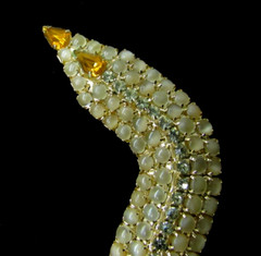 KENNETH J LANE KJL OPAQUE TOPAZ CRYSTAL Serpent Snake BROOCH BOOK PIECE 5″ Rare