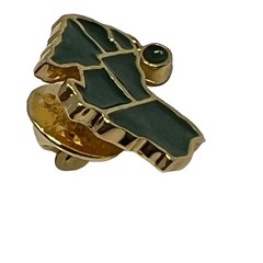 Australia Tasmania Map Brooch Green Enamel Gold Tone Tie Pin