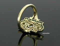 2CT Round Cut Lab-Created 3-Stone Art Deco Vintage Ring 14K 2-Tone Gold Finish