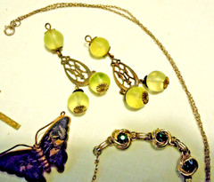 VTG Jewelry Lot :Cubic Zirconia- 925 CM, Victorian Prehnite , Tourmaline
