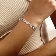 Vint Diamond Bngl Brclt in Palladium & 14k Gold 7 inches