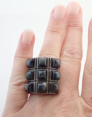 Vintage David Andersen D-A Signed Norway BIG Modernist Labradorite Sterling Ring