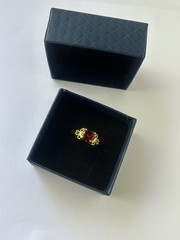 Vintage Red Cubic Zirconia Ring Gold Plated Womens Size 9