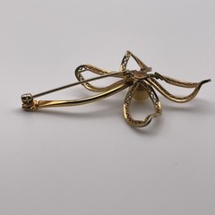 Vintage Flower Pin, 12K Gold-Filled, with Opal Stone, 2-1/2 inches, secure clasp