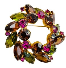 Vintage Juliana DELIZZA and ELSTER Circle Brooch with Matching Earring Clips