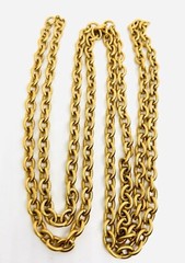 Excellent Quality Long Heavy Etched Link Gold Plated Chain 56in Vintage Jewelry