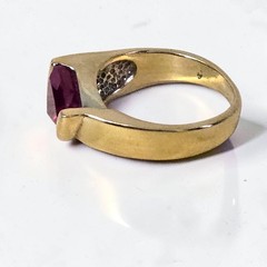 UTC Trillion Cut Lab Red Ruby Stone 18K Gold Plated 925 Sterling Silver Ring 9.5