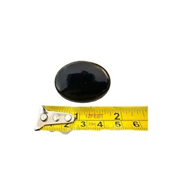 Vintage Black Onyx Oval Scarf Ring With Goldtone Metal Safety Clasp Estate EUC