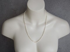 Chain With Individual Knotted White Pearls & 925 Silver Spring Ring 0.5oz/23 5/