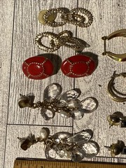 Vintage 1980s 2000s Lot Gold Tone Pierced Earrings Faux Pearl Love Knot