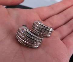 Vintage 2.0ct Baguette Cut Diamond Platinum & 18K White Gold Clip Earrings