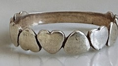 Vintage 90s Hearts Band Ring Dainty 925 Sterlling Silver Size 8 3/4