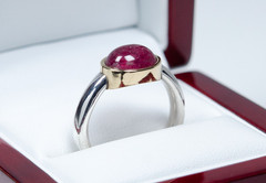750 Gold /925 Silver – Vintage Designer-Ring – 3.50 CT Tourmaline – Handmade