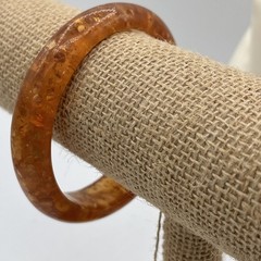Vintage Lucite Orange & Silver Foil Confetti Wide Cuff Bangle Bracelet 1960s