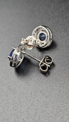 925 Sterling Silver Diamond & Sapphire Earring Collection – 4 Pairs – 11.27g
