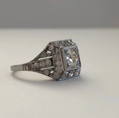 1920s Art Deco Old European Cut 1.5ct Silver Antique Vintage Engagement Her Ring