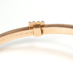 Victorian 3 Leaf Clover Etruscan Bangle Bracelet 20/12K Rose/Green Gold 6.25″