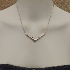 Freeform Modernist Sterling Silver Necklace Artisan Sculptural V OOAK Hadamard