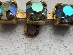 Vintage Weiss 1950s Tennis Bracelet Colorful Aurora Borealis Stones 7”Gold Tone