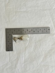Vintage Faux Pearl Drop Earring with Green Accent