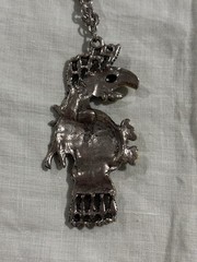 VTG Tropical Parrot Bird Pendant Necklace Large Colorful Statement Maximalist