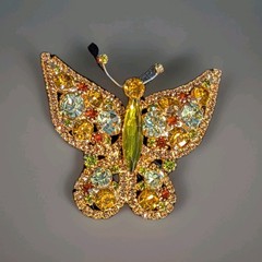 Juliana Delizza & Elster D&E Rhinestone Butterfly Brooch Pin Book Piece Autumn
