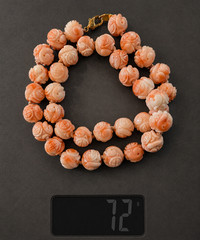 Vintage Angel Skin Coral Hand Carved Floral Necklace 17″