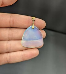 Vintage Reverse Carved Opalite Opaline Glass Volcano or Mountain Japan Pendant