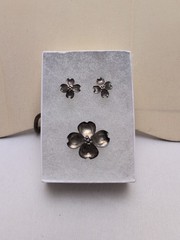 Vintage Nye Sterling Silver Dogwood Flower brooch and earrings set B74
