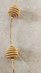 Trifari Gold Necklace Gold Wired Ball Long Chain 30″ Long Spring Ring Closure