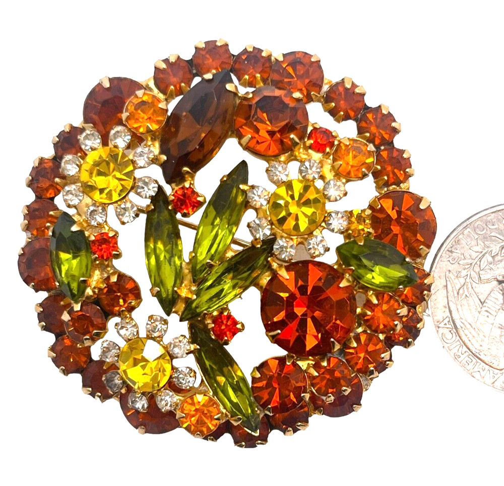 Verified Juliana D&E Book Piece Vintage Layered Rhinestone Inset Brooch