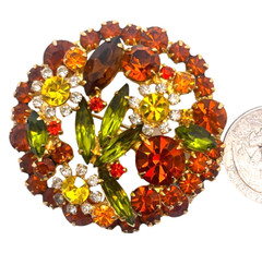 Verified Juliana D&E Book Piece Vintage Layered Rhinestone Inset Brooch