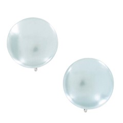 Laguna Button Clip On Earrings Light Blue Faux Pearl Vintage 24mm