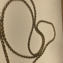 Vintage Thick Rope Chain Necklace Long Twisted Link Gold Tone Retro 40” Heavy