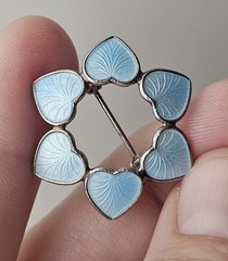 Denmark Sterling Brooch Enamel Heart Pins VB Sky Blue Guilloche – Volmer Bahner