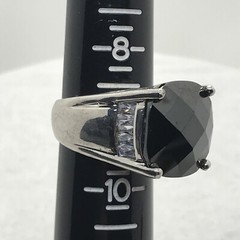 Vintage 925 Sterling Silver Black Onyx – Clear Cubic Zirconia Designer Ring 9