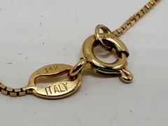 Vintage 14k Yellow Gold & Tri-Gold Faceted Bead Station Y Drop Necklace 16.5″