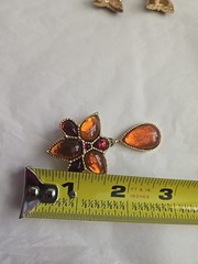Vtg Avon Mogul Topaz Lucite Cabochon Star Dangle Pin Pendant Clip Earrings