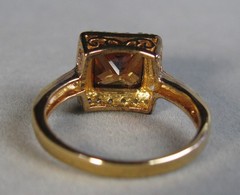 Pre-owned Sterling Silver 18KT Gold Plate Mocha CZ Ring 3.1g Size 10 BGE #B183