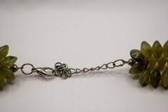 Vintage Multi Strand Marbled Earth Tone Green Resin Beaded Statement Necklace