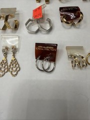 32 Pair Vintage NOS Hoop Earrings Lot Hypoallergenic Gold Silver Tone