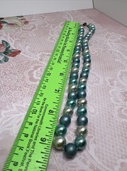 Vintage Blue White Faux Pearl Beaded 18” Necklace 5727