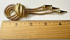 Francois Vintage Gold Tone Triple Coil Leaf Dangle Brooch Pin 4 3/4″ Signed