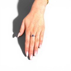 0.52ct. Blue Sapphire & 0.13cttw. White Diamond Ring in 14k White Gold 7US 2.46g
